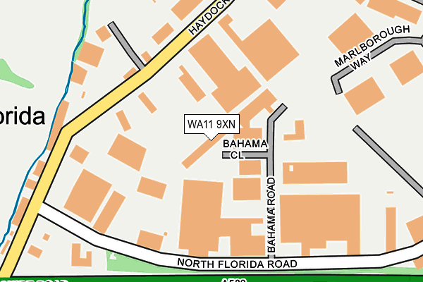 WA11 9XN map - OS OpenMap – Local (Ordnance Survey)