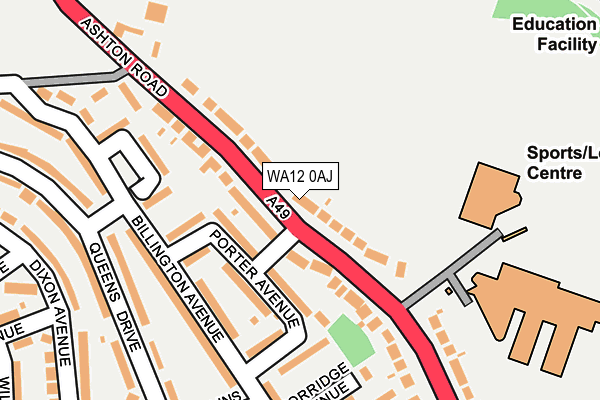 WA12 0AJ map - OS OpenMap – Local (Ordnance Survey)
