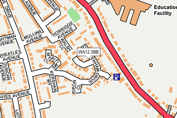 WA12 0BB map - OS OpenMap – Local (Ordnance Survey)