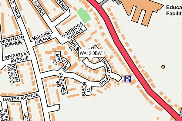 WA12 0BW map - OS OpenMap – Local (Ordnance Survey)