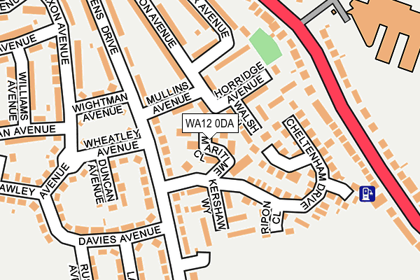 WA12 0DA map - OS OpenMap – Local (Ordnance Survey)