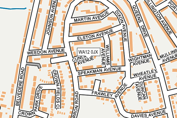 WA12 0JX map - OS OpenMap – Local (Ordnance Survey)