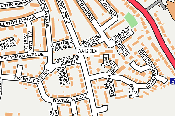 WA12 0LX map - OS OpenMap – Local (Ordnance Survey)