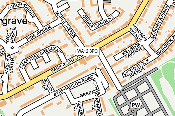 WA12 8PQ map - OS OpenMap – Local (Ordnance Survey)