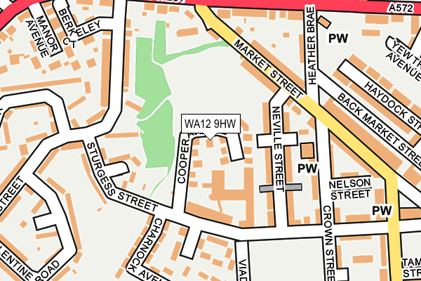 WA12 9HW map - OS OpenMap – Local (Ordnance Survey)
