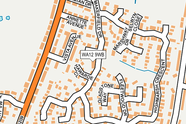 WA12 9WB map - OS OpenMap – Local (Ordnance Survey)