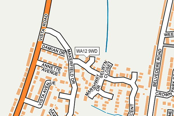 WA12 9WD map - OS OpenMap – Local (Ordnance Survey)