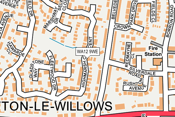 WA12 9WE map - OS OpenMap – Local (Ordnance Survey)