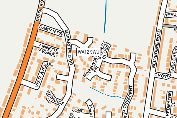 WA12 9WU map - OS OpenMap – Local (Ordnance Survey)