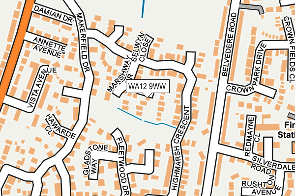 WA12 9WW map - OS OpenMap – Local (Ordnance Survey)