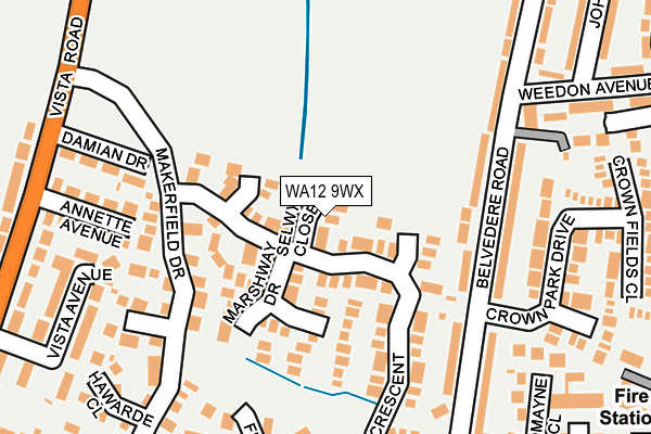 WA12 9WX map - OS OpenMap – Local (Ordnance Survey)