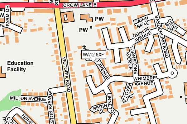 WA12 9XF map - OS OpenMap – Local (Ordnance Survey)