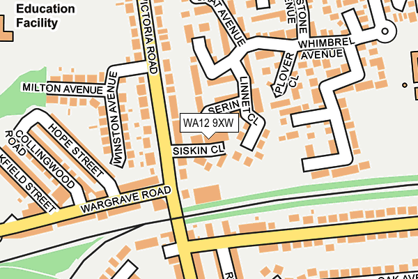 WA12 9XW map - OS OpenMap – Local (Ordnance Survey)