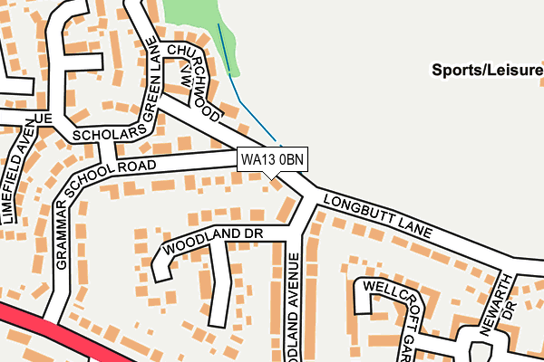 WA13 0BN map - OS OpenMap – Local (Ordnance Survey)