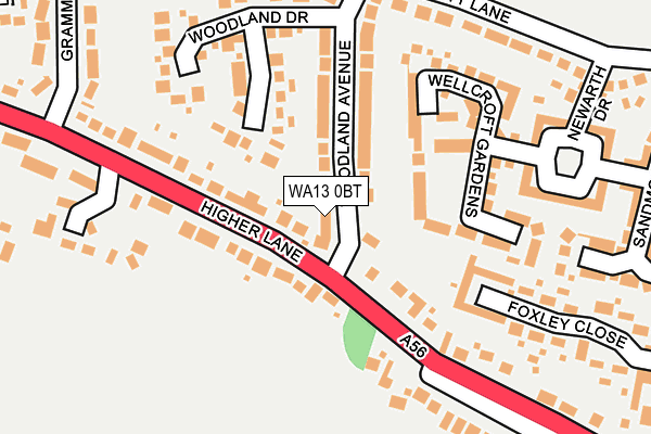 WA13 0BT map - OS OpenMap – Local (Ordnance Survey)