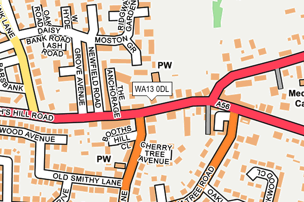 WA13 0DL map - OS OpenMap – Local (Ordnance Survey)