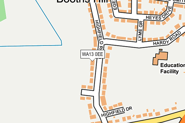 WA13 0EE map - OS OpenMap – Local (Ordnance Survey)