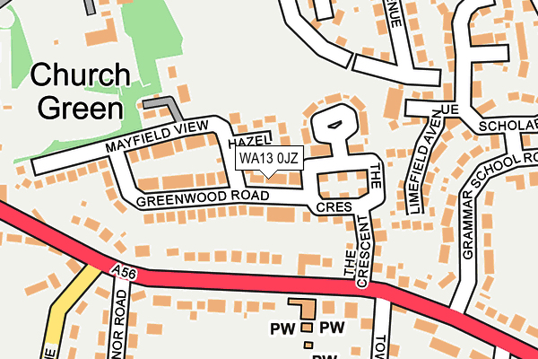 WA13 0JZ map - OS OpenMap – Local (Ordnance Survey)