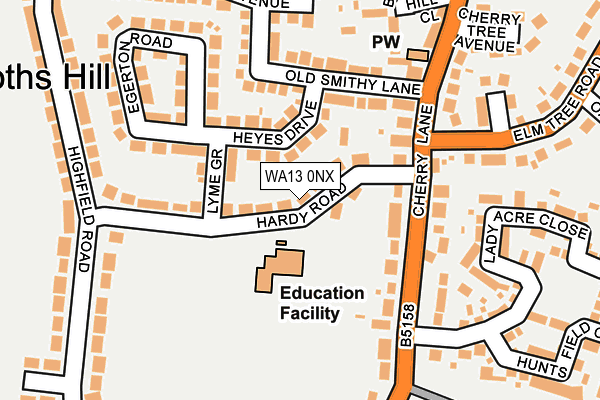 WA13 0NX map - OS OpenMap – Local (Ordnance Survey)