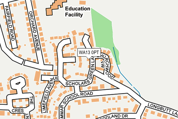 WA13 0PT map - OS OpenMap – Local (Ordnance Survey)