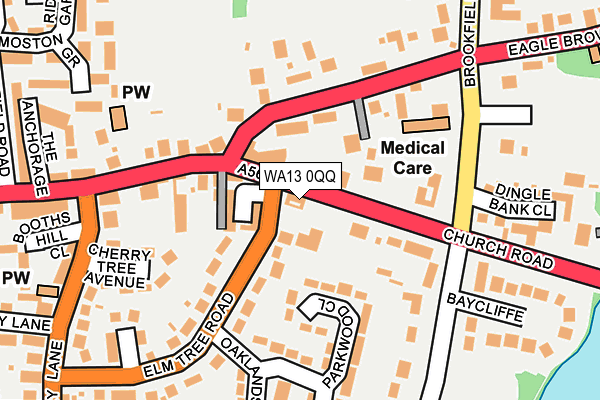 WA13 0QQ map - OS OpenMap – Local (Ordnance Survey)