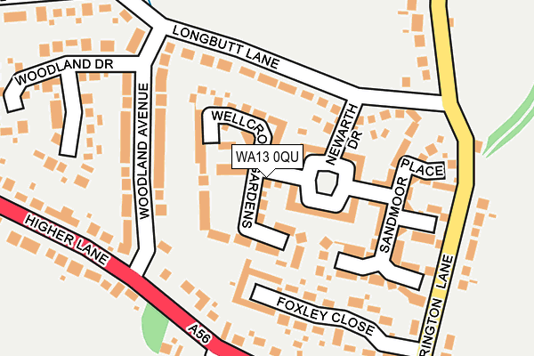 WA13 0QU map - OS OpenMap – Local (Ordnance Survey)