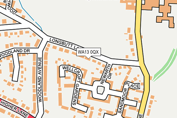 WA13 0QX map - OS OpenMap – Local (Ordnance Survey)