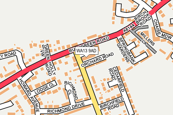 WA13 9AD map - OS OpenMap – Local (Ordnance Survey)