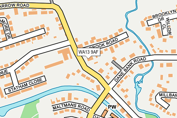 WA13 9AF map - OS OpenMap – Local (Ordnance Survey)