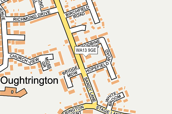 WA13 9GE map - OS OpenMap – Local (Ordnance Survey)