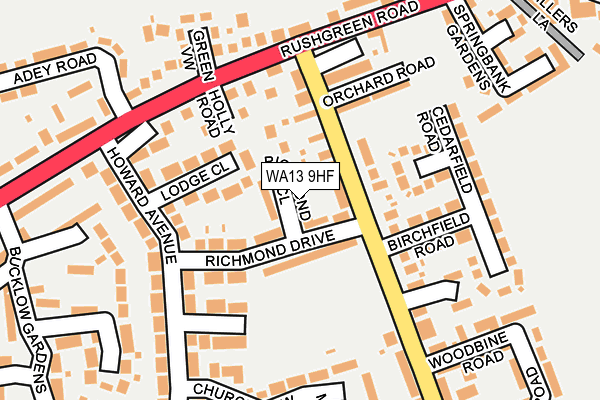 WA13 9HF map - OS OpenMap – Local (Ordnance Survey)