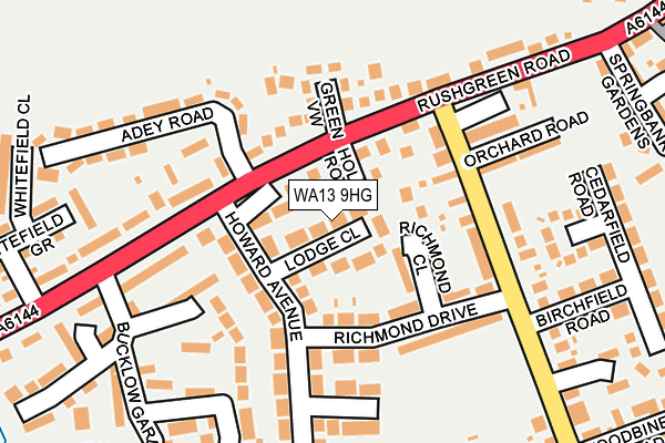 WA13 9HG map - OS OpenMap – Local (Ordnance Survey)