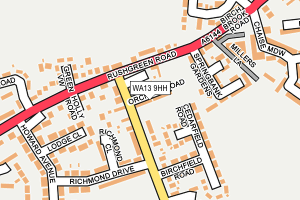 WA13 9HH map - OS OpenMap – Local (Ordnance Survey)