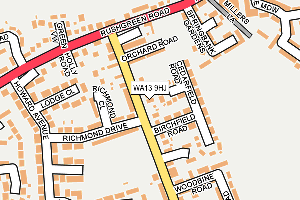 WA13 9HJ map - OS OpenMap – Local (Ordnance Survey)
