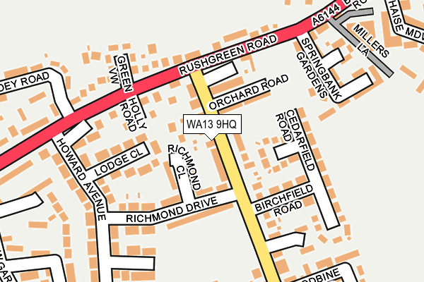 WA13 9HQ map - OS OpenMap – Local (Ordnance Survey)