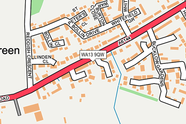 WA13 9QW map - OS OpenMap – Local (Ordnance Survey)