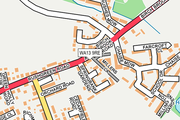 WA13 9RE map - OS OpenMap – Local (Ordnance Survey)