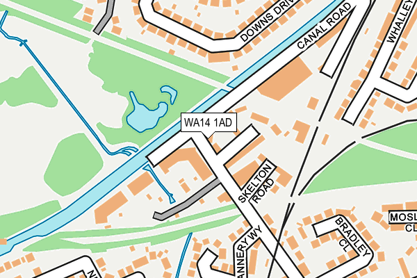 WA14 1AD map - OS OpenMap – Local (Ordnance Survey)