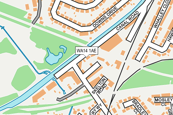 WA14 1AE map - OS OpenMap – Local (Ordnance Survey)