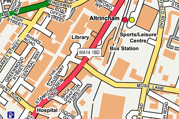 WA14 1BD map - OS OpenMap – Local (Ordnance Survey)