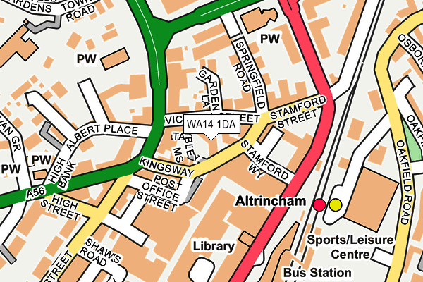 WA14 1DA map - OS OpenMap – Local (Ordnance Survey)