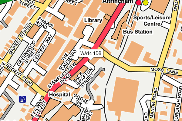 WA14 1DB map - OS OpenMap – Local (Ordnance Survey)