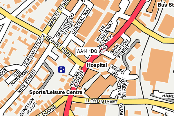 WA14 1DQ map - OS OpenMap – Local (Ordnance Survey)