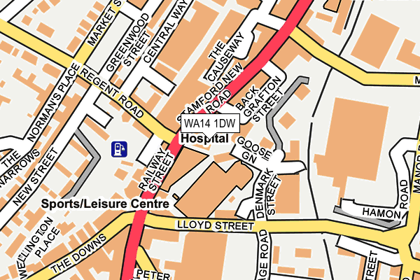 WA14 1DW map - OS OpenMap – Local (Ordnance Survey)