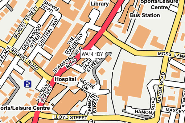 WA14 1DY map - OS OpenMap – Local (Ordnance Survey)