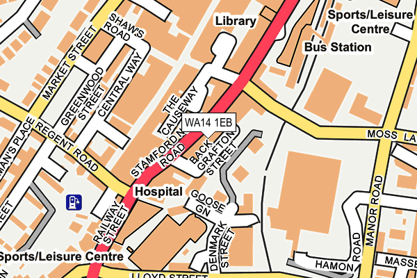 WA14 1EB map - OS OpenMap – Local (Ordnance Survey)