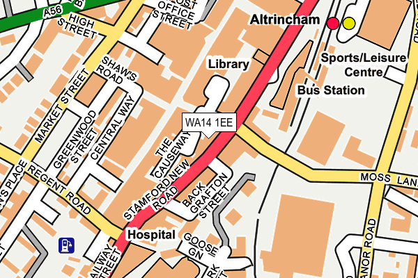 WA14 1EE map - OS OpenMap – Local (Ordnance Survey)