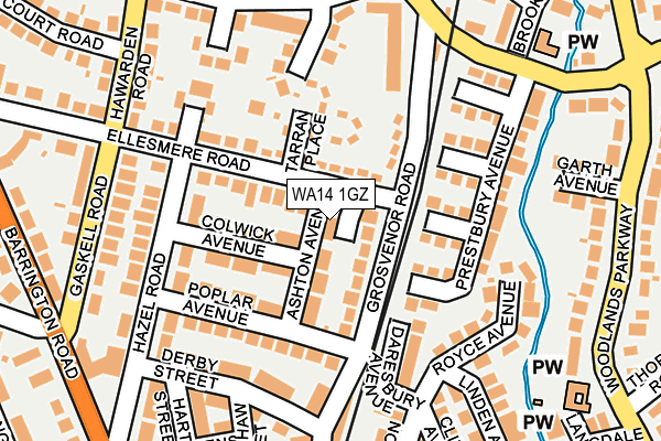 WA14 1GZ map - OS OpenMap – Local (Ordnance Survey)