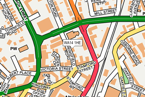 WA14 1HE map - OS OpenMap – Local (Ordnance Survey)