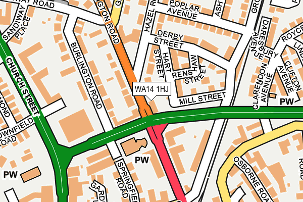 WA14 1HJ map - OS OpenMap – Local (Ordnance Survey)